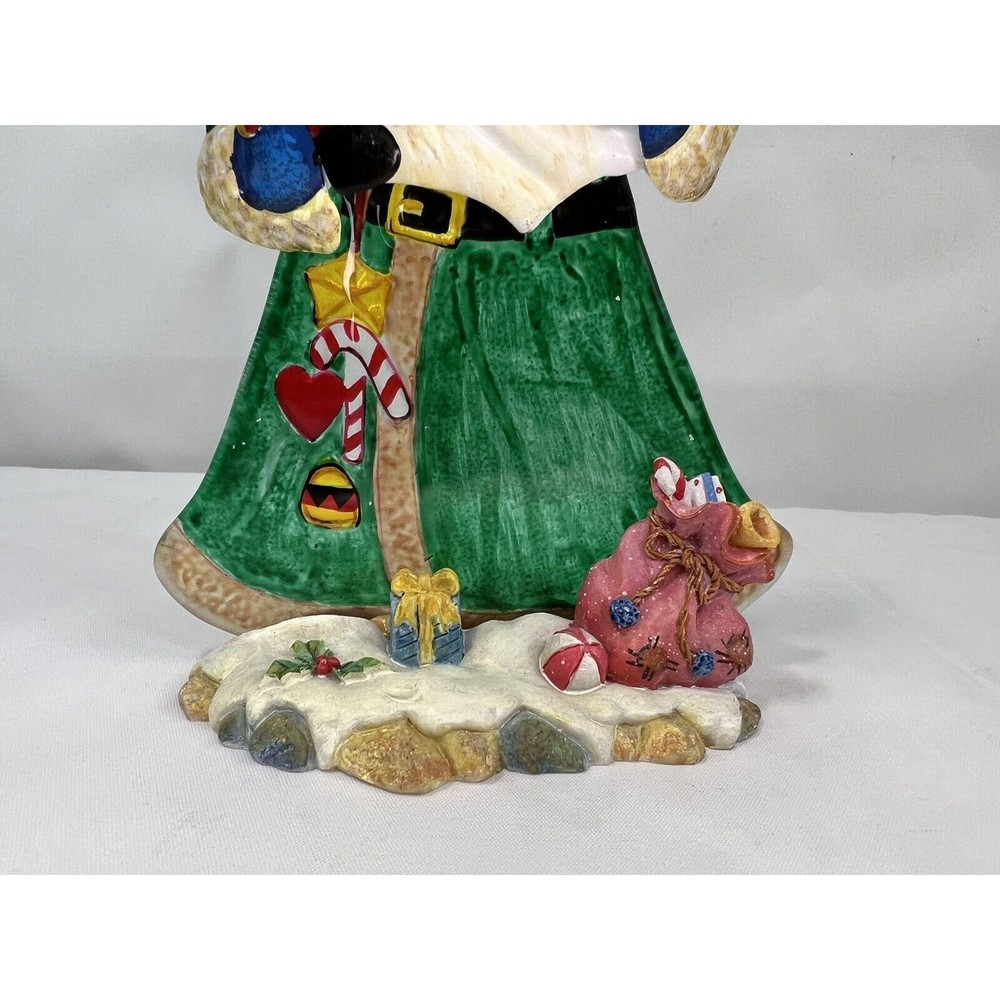 Fused Glass Santa Claus W Snowman Tea Light Candle Holder Christmas Versailles - Picture 3 of 7
